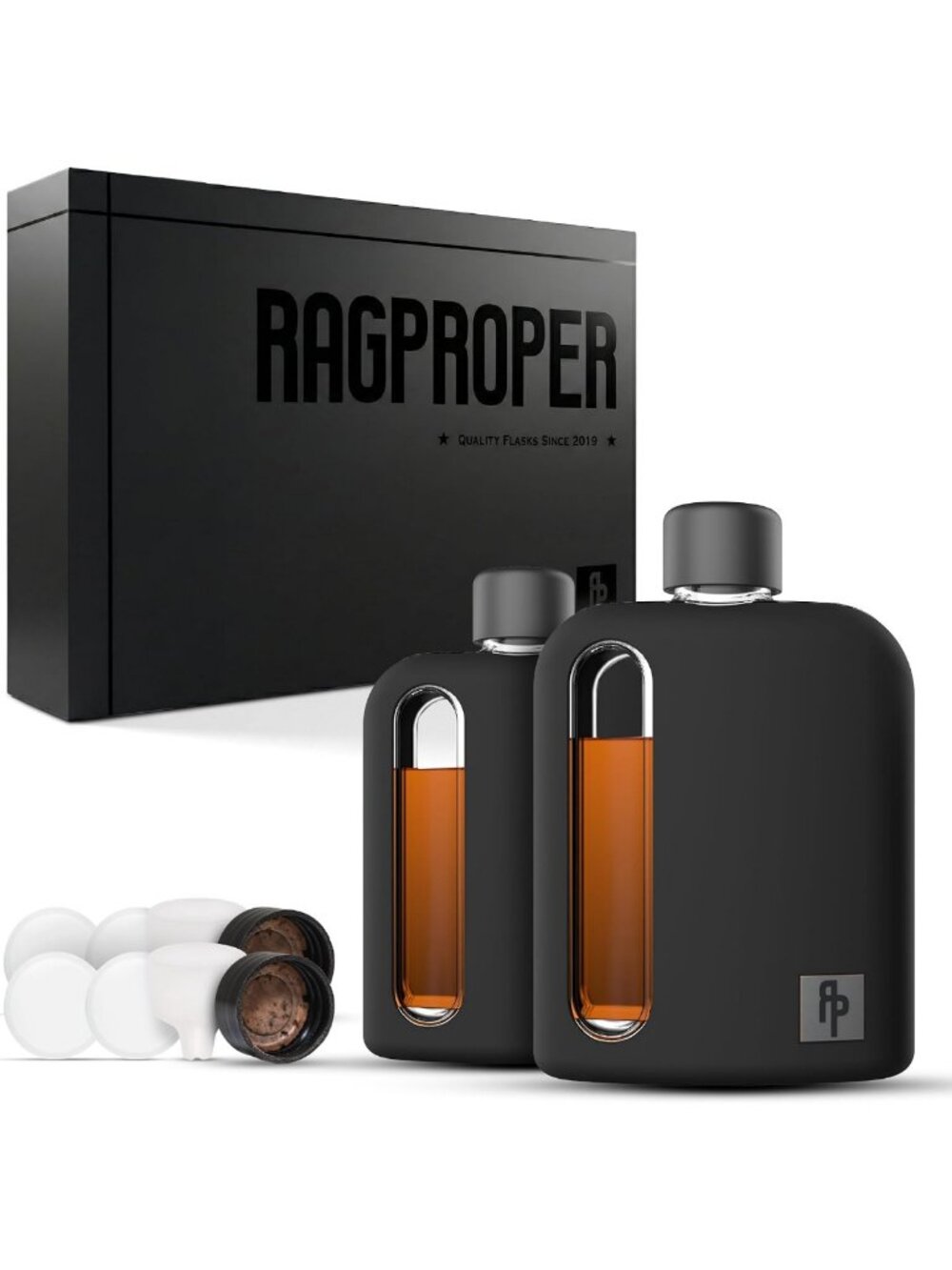 Stylish Glass Hip Flask Set for Men - Modern Whiskey & Liquor Flasks, Durable